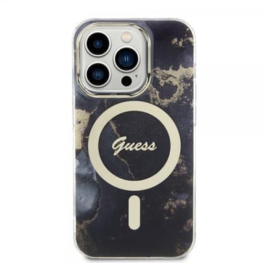 Guess iPhone 14 Pro Kuori Golden Marble MagSafe Musta