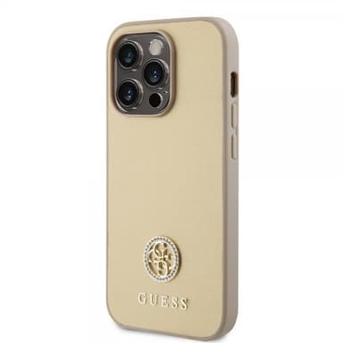 Guess iPhone 15 Pro Kuori Metal Logo Strass Kulta