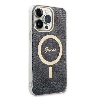 Guess iPhone 14 Pro Max Kuori 4G Pattern MagSafe Musta