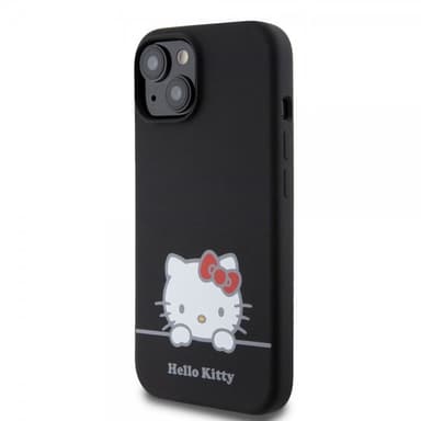 Hello Kitty iPhone 15 Kuori Liquid Silicone Musta