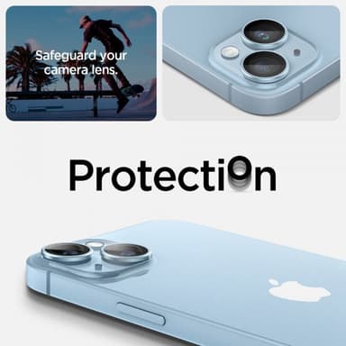 Spigen iPhone 14/iPhone 14 Plus Kameran linssinsuojus GLAS.tR EZ Fit Optik Pro Sininen 2-pakkaus