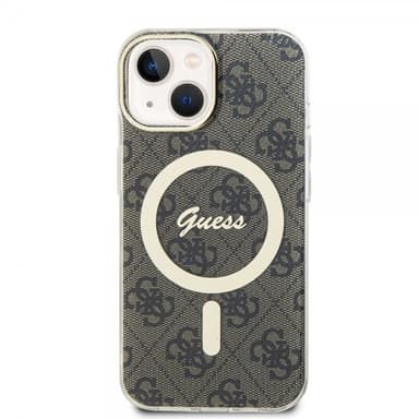 Guess iPhone 15 Kuori 4G Pattern MagSafe Ruskea