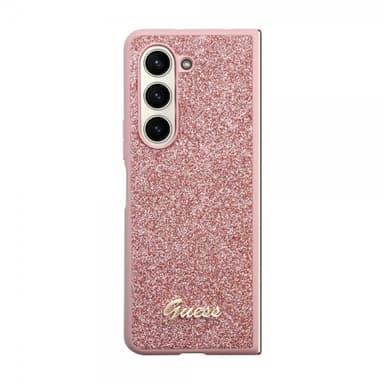 Guess Samsung Galaxy Z Fold 5 Kuori Glitter Flakes Metal Logo Vaaleanpunainen