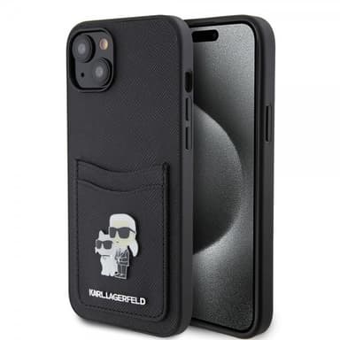 Karl Lagerfeld iPhone 15 Kuori Saffiano Double Cardslot Musta