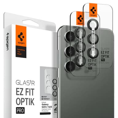 Spigen Samsung Galaxy S23/Galaxy S23 Plus Kameran linssinsuojus GLAS.tR EZ Fit Optik Pro 2-pack Musta