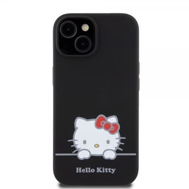 Hello Kitty iPhone 15 Kuori Liquid Silicone Musta
