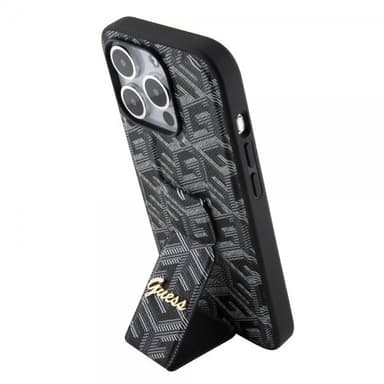 Guess iPhone 15 Pro Kuori G Cube Grip Stand Musta