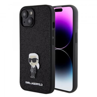 Karl Lagerfeld iPhone 15 Kuori Fixed Glitter Musta