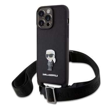 Karl Lagerfeld iPhone 15 Pro Max Kuori Saffiano Crossbody Musta