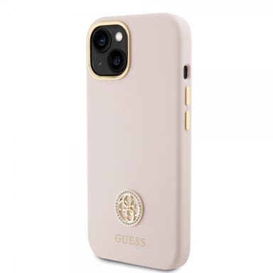 Guess iPhone 15 Kuori Liquid Silicone Metal Logo Vaaleanpunainen