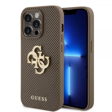 Guess iPhone 15 Pro Kuori Perforated Glitter Ruskea