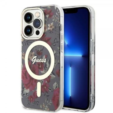 Guess iPhone 14 Pro Kuori Flower MagSafe Kaki