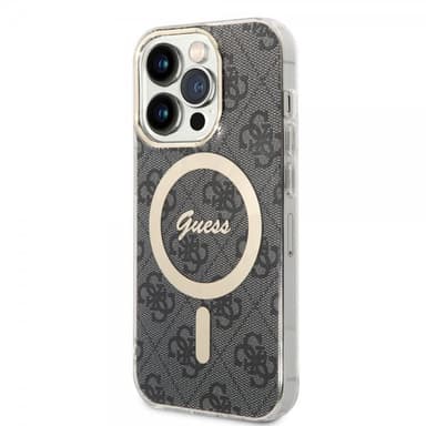 Guess iPhone 14 Pro Kuori 4G Pattern MagSafe Musta