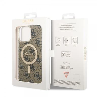 Guess iPhone 14 Pro Max Kuori 4G Pattern MagSafe Ruskea
