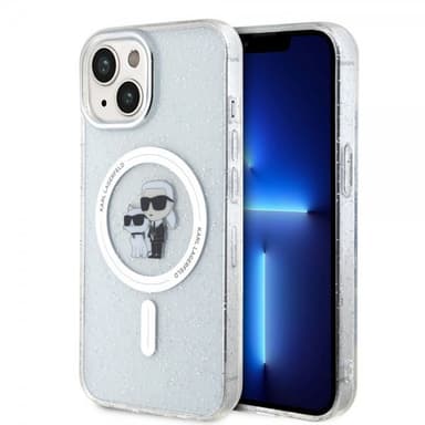 Karl Lagerfeld iPhone 15 Kuori Karl & Choupette Glitter MagSafe Läpinäkyvä