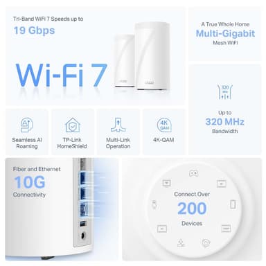 TP-Link Deco BE85 Mesh Wi-Fi 7 järjestelmä (1 kpl)