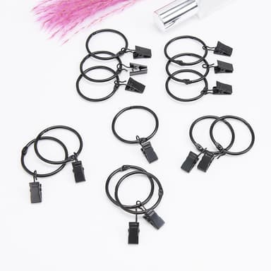 Gardinringar i metall med klämmor gardinhängare 20-pack Musta 50 mm