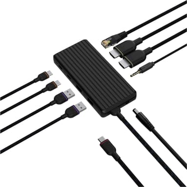 Unisynk 9 Port 4K 100W USB-C telakointiasema (musta)