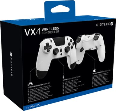 Gioteck VX-4 PlayStation 4 langaton peliohjain (valkoinen)