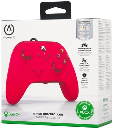 PowerA Xbox USB-C langallinen peliohjain (punainen)