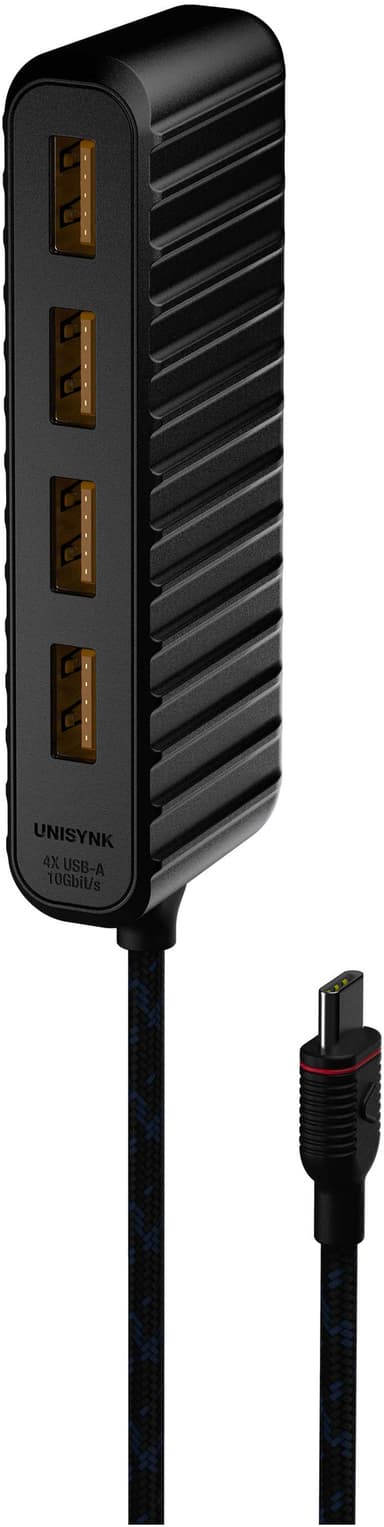 Unisynk USB-C - 4x USB-A minihubi (musta)