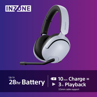 Sony Inzone H5 langattomat pelikuulokkeet (valkoinen)