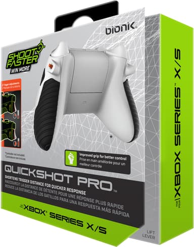 Bionik Quickshot Pro Xbox Series X/S ohjainkahvat (musta/valkoinen)