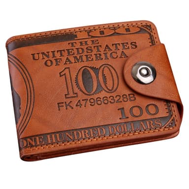 Lompakkokukkaro 100 dollarin seteli Money Bifold korttikotelo - ruskea