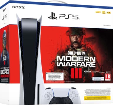 PlayStation 5 + COD MWIII pakkaus