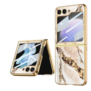 Marble Glass Case Samsung Galaxy Z Flip 5 - Ice Gold