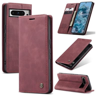 CaseMe Smart Magnet FlipCase Google Pixel 8 Pro - Viininpunainen