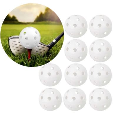 Harjoittelugolfpalloja rei'illä 10 kpl Valkoinen