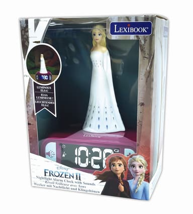 Herätyskello, jossa on yövalo 3D-muotoilu Frozen Elsa ja äänitehosteet