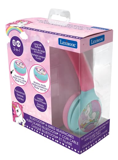 Unicorn 2 in 1 Bluetooth ja langallinen mukavuus taittuvat kuulokkeet lasten turvallinen äänenvoimakkuus