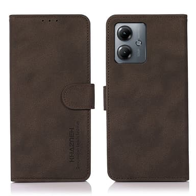SKALO Motorola Moto G14 KHAZNEH Lompakkokotelo PU-nahasta - Ruskea