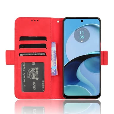 SKALO Motorola Moto G14 6-lokeroa Lompakkokotelo - Punainen