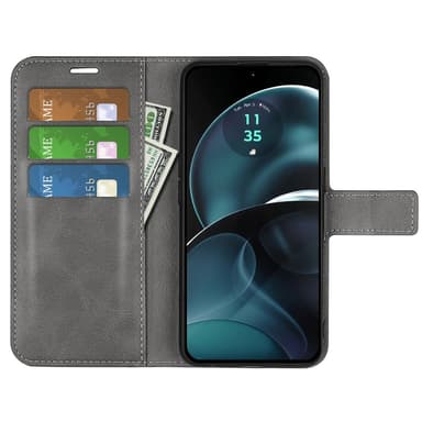 SKALO Motorola Moto G14 Premium Wallet Lompakkokotelo - Harmaa