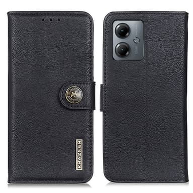 SKALO Motorola Moto G14 KHAZNEH Premium Lompakkokotelo PU-nahasta - Musta