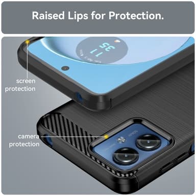 SKALO Motorola Moto G14 Armor Carbon Iskunkestävä TPU suojakuori - Musta