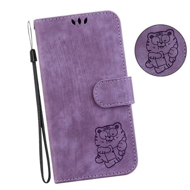 SKALO Motorola Moto G14 Kohokuvioitu tiikerilompakko - Violetti