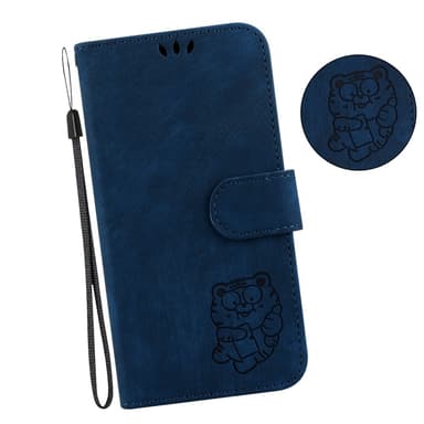 SKALO Motorola Moto G14 Kohokuvioitu tiikerilompakko - Tummansininen