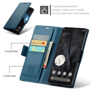 CASEME Retro Lompakkokotelo Pixel 8 Pro - Sininen