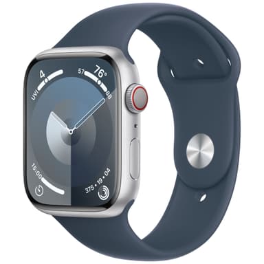 Apple Watch S9 45mm GPS+CEL (hopea alu./myrskynsininen Sport Band) S/M