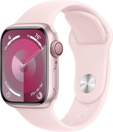 Apple Watch S9 41mm GPS+CEL (pinkki alu./vaaleanpun. Sport Band) S/M