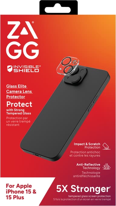 ZAGG InvisibleShield iPhone 15/iPhone 15 Plus Kameran linssinsuojus Glass Elite Camera Lens Protector