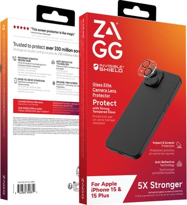 ZAGG InvisibleShield iPhone 15/iPhone 15 Plus Kameran linssinsuojus Glass Elite Camera Lens Protector