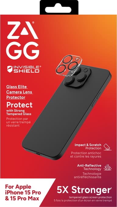 ZAGG InvisibleShield iPhone 15 Pro/Pro Max Kameran linssinsuojus Glass Elite Camera Lens Protector