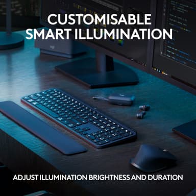 Logitech MX Keys S langaton näppäimistö + kämmentuki (grafiitti)