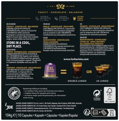 L'OR Barista Extra Long intensiteetti 8 kahvikapselia (10 kpl)