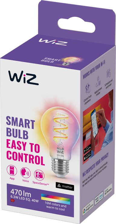Wiz Connected Full Colour Wi-Fi BLE LED lamppu 6,3 W E27